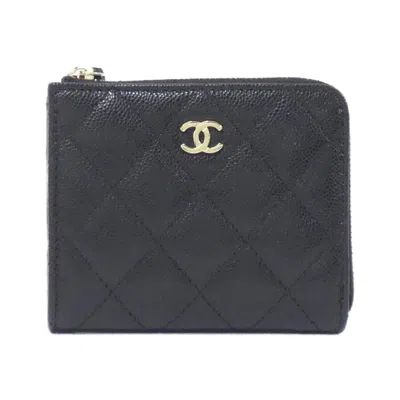 Pre-owned Chanel Black Grained Calfskin Coin Purse/coin Case ()