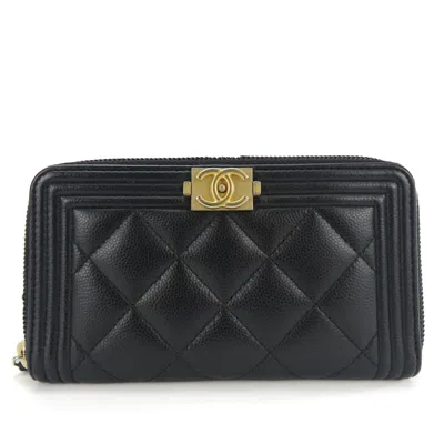 Pre-owned Chanel Black Grained Calfskin Coin Purse/coin Case ()