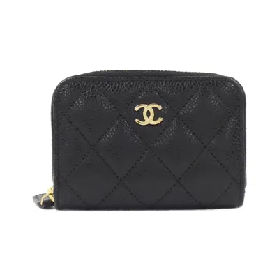 Pre-owned Chanel Black Grained Calfskin Coin Purse/coin Case ()