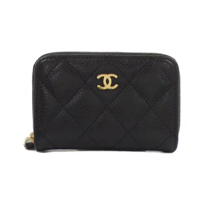 Pre-owned Chanel Black Grained Calfskin Coin Purse/coin Case ()