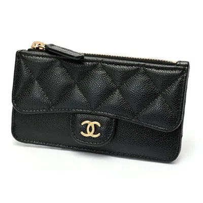 Pre-owned Chanel Black Grained Calfskin Coin Purse/coin Case ()