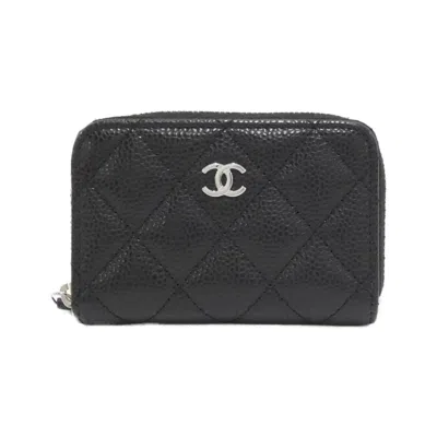 Pre-owned Chanel Black Grained Calfskin Coin Purse/coin Case ()