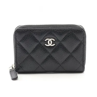 Pre-owned Chanel Black Grained Calfskin Coin Purse/coin Case ()