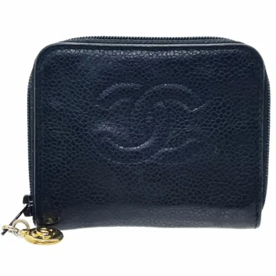 Pre-owned Chanel Black Grained Calfskin Coin Purse/coin Case ()