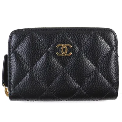 Pre-owned Chanel Black Grained Calfskin Coin Purse/coin Case ()