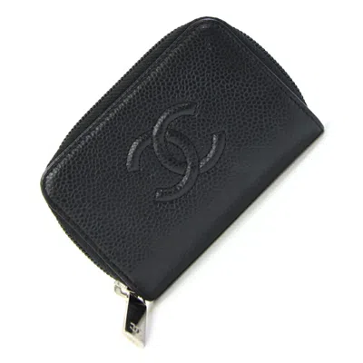 Pre-owned Chanel Black Grained Calfskin Coin Purse/coin Case ()