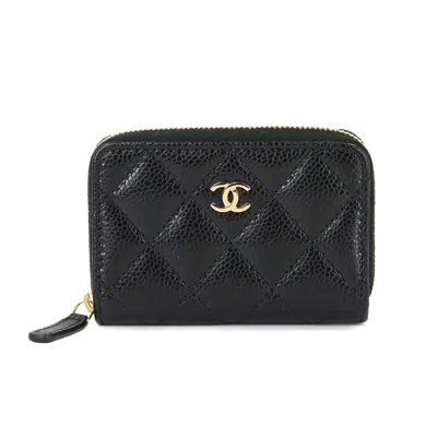 Pre-owned Chanel Black Grained Calfskin Coin Purse/coin Case ()