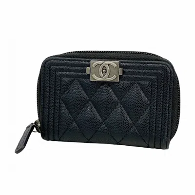 Pre-owned Chanel Black Grained Calfskin Coin Purse/coin Case ()