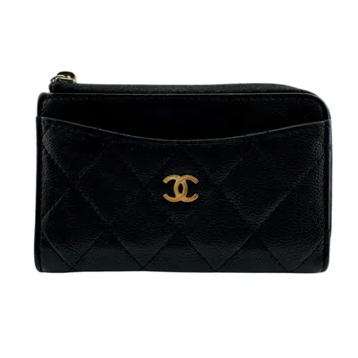 Pre-owned Chanel Black Grained Calfskin Coin Purse/coin Case ()