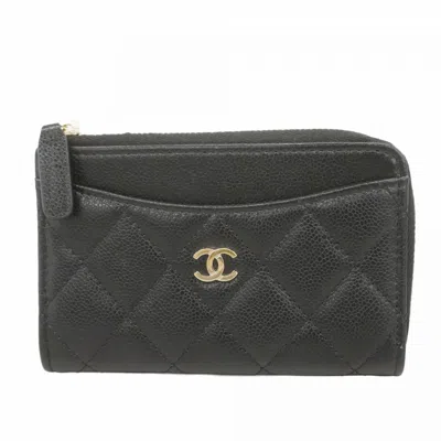 Pre-owned Chanel Black Grained Calfskin Coin Purse/coin Case ()