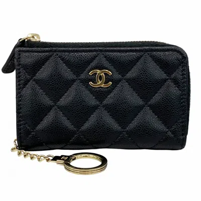 Pre-owned Chanel Black Grained Calfskin Coin Purse/coin Case ()