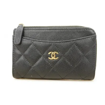 Pre-owned Chanel Black Grained Calfskin Coin Purse/coin Case ()