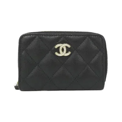 Pre-owned Chanel Black Grained Calfskin Coin Purse/coin Case ()