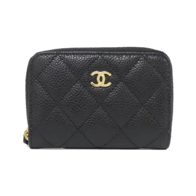 Pre-owned Chanel Black Grained Calfskin Coin Purse/coin Case ()