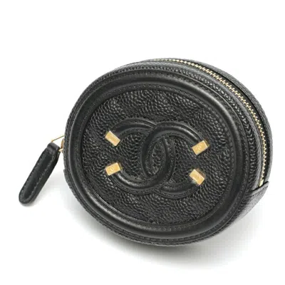 Pre-owned Chanel Black Grained Calfskin Coin Purse/coin Case ()