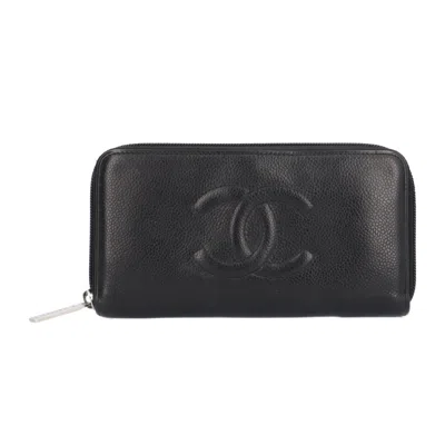 Pre-owned Chanel Black Grained Calfskin Coin Purse/coin Case ()