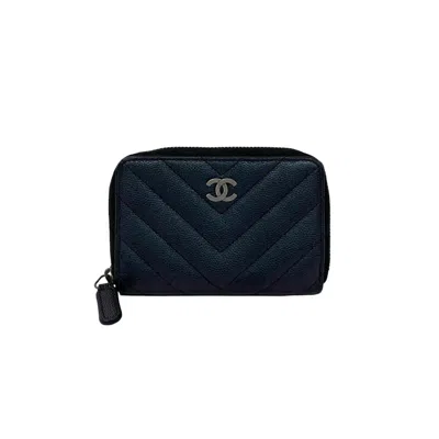 Pre-owned Chanel Black Grained Calfskin Coin Purse/coin Case ()