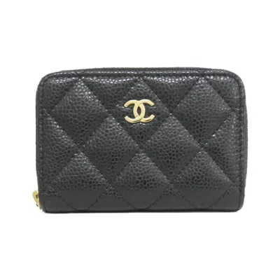 Pre-owned Chanel Black Grained Calfskin Coin Purse/coin Case ()