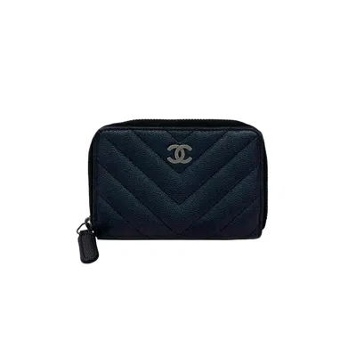 Pre-owned Chanel Black Grained Calfskin Coin Purse/coin Case ()