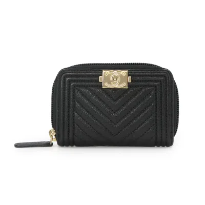 Pre-owned Chanel Black Grained Calfskin Coin Purse/coin Case ()