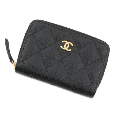 Pre-owned Chanel Black Grained Calfskin Coin Purse/coin Case ()
