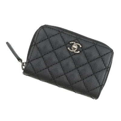 Pre-owned Chanel Black Grained Calfskin Coin Purse/coin Case ()