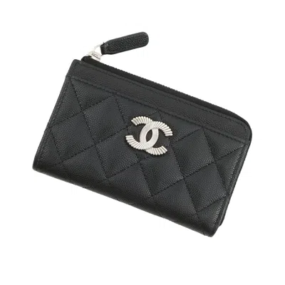 Pre-owned Chanel Black Grained Calfskin Coin Purse/coin Case ()