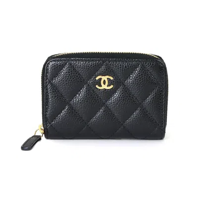 Pre-owned Chanel Black Grained Calfskin Coin Purse/coin Case ()