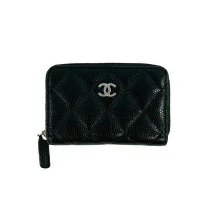 Pre-owned Chanel Black Grained Calfskin Coin Purse/coin Case ()