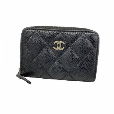 Pre-owned Chanel Black Grained Calfskin Coin Purse/coin Case ()