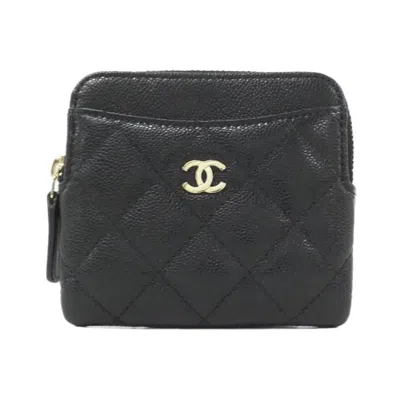 Pre-owned Chanel Black Grained Calfskin Coin Purse/coin Case ()