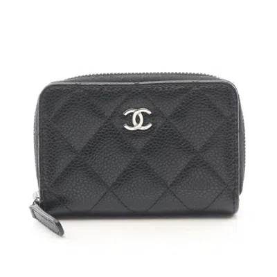 Pre-owned Chanel Black Grained Calfskin Coin Purse/coin Case ()