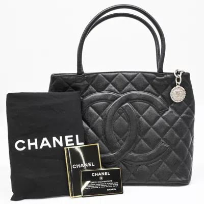 Pre-owned Chanel Black Grained Calfskin Handbag Tote Bag ()