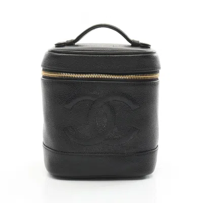 Pre-owned Chanel Black Grained Calfskin Handbag Vanity Bag ()