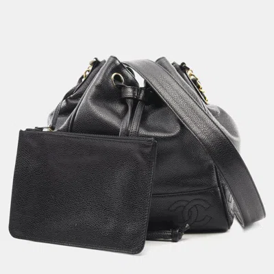 Pre-owned Chanel Black Grained Calfskin Leather Coco Mark Shoulder Bag