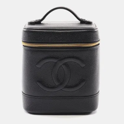 Pre-owned Chanel Black Grained Calfskin Leather Coco Mark Vanity Handbag