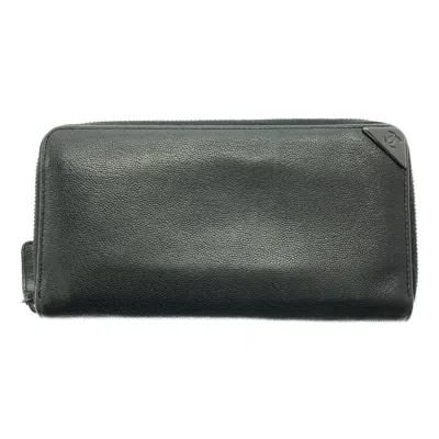 Pre-owned Chanel Black Grained Calfskin Long Wallet (bi-fold) ()