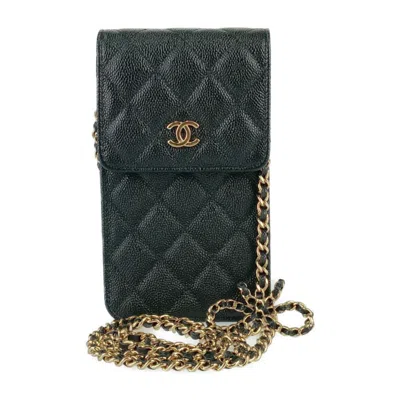 Pre-owned Chanel Black Grained Calfskin Pochette Shoulder Bag ()