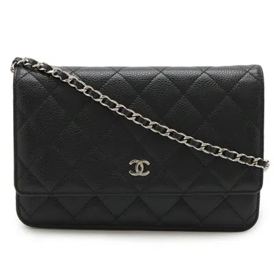 Pre-owned Chanel Black Grained Calfskin Pochette Shoulder Bag ()
