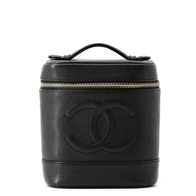 Pre-owned Chanel Black Grained Calfskin Pouch Vanity Bag ()