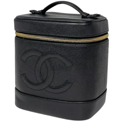 Pre-owned Chanel Black Grained Calfskin Pouch Vanity Bag ()