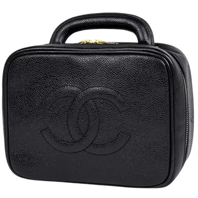 Pre-owned Chanel Black Grained Calfskin Pouch Vanity Bag ()