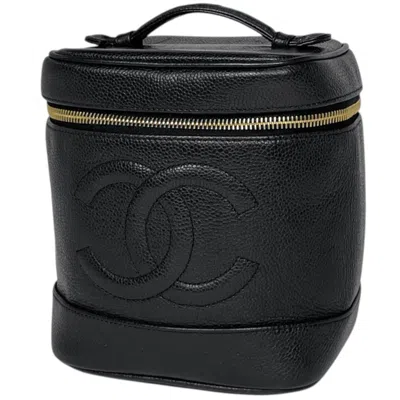 Pre-owned Chanel Black Grained Calfskin Pouch Vanity Bag ()