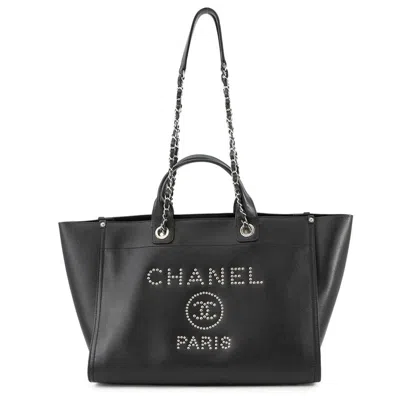 Pre-owned Chanel Black Grained Calfskin Shopping Bag Tote Bag ()