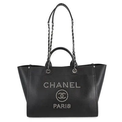 Pre-owned Chanel Black Grained Calfskin Shopping Bag Tote Bag ()
