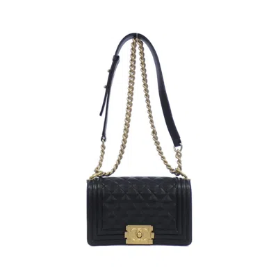 Pre-owned Chanel Black Grained Calfskin Shoulder Bag ()