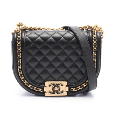 Pre-owned Chanel Black Grained Calfskin Shoulder Bag ()