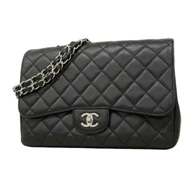 Pre-owned Chanel Black Grained Calfskin Shoulder Bag ()