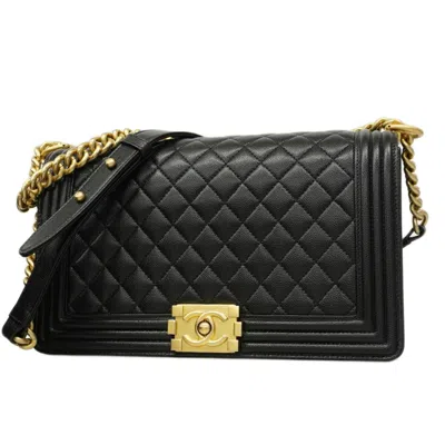 Pre-owned Chanel Black Grained Calfskin Shoulder Bag ()