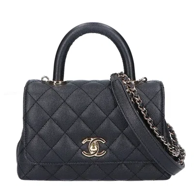 Pre-owned Chanel Black Grained Calfskin Shoulder Bag ()